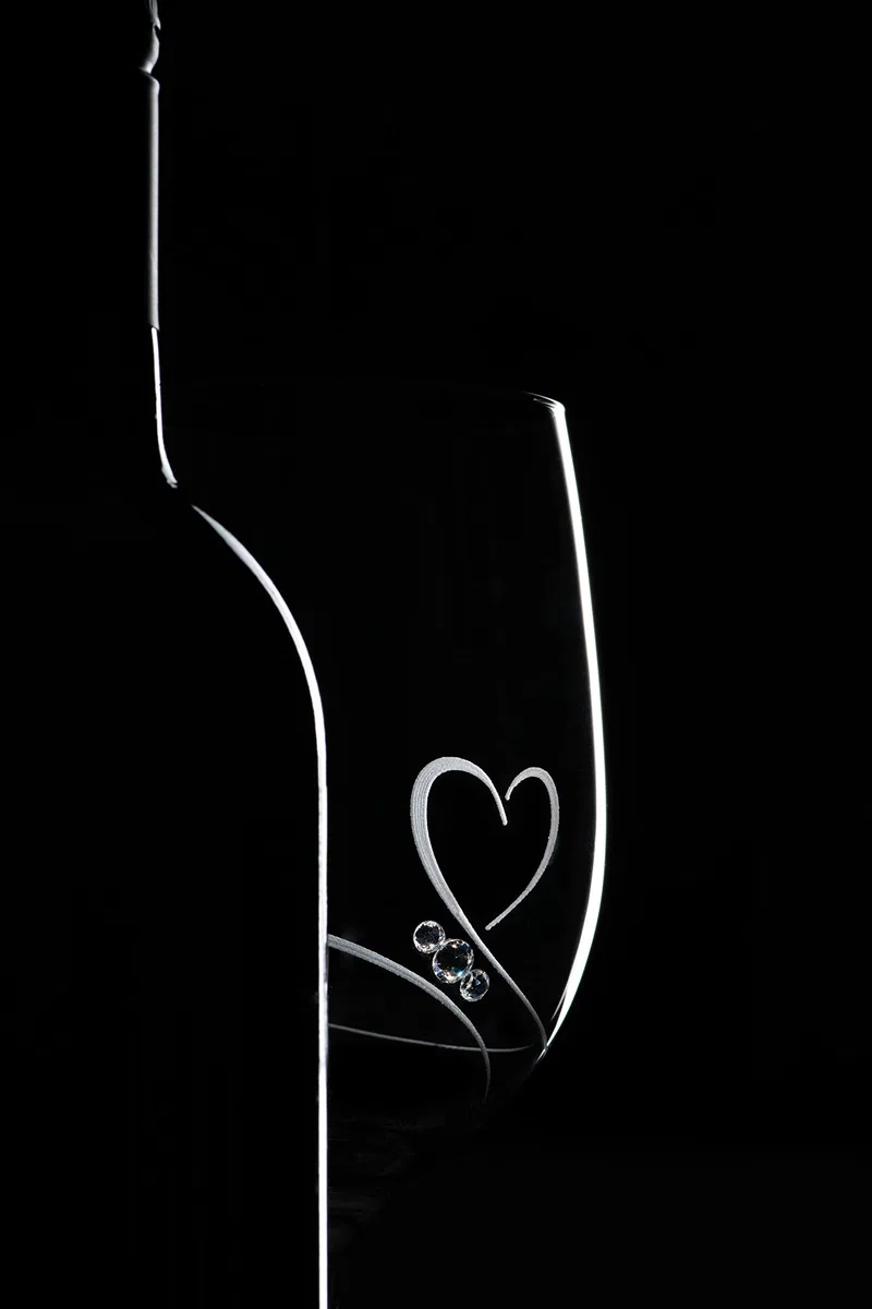 DIAMANTE Flute da champagne, bicchieri da prosecco con design 'Romance' tagliato a mano, impreziosito da cristalli, con scatola regalo