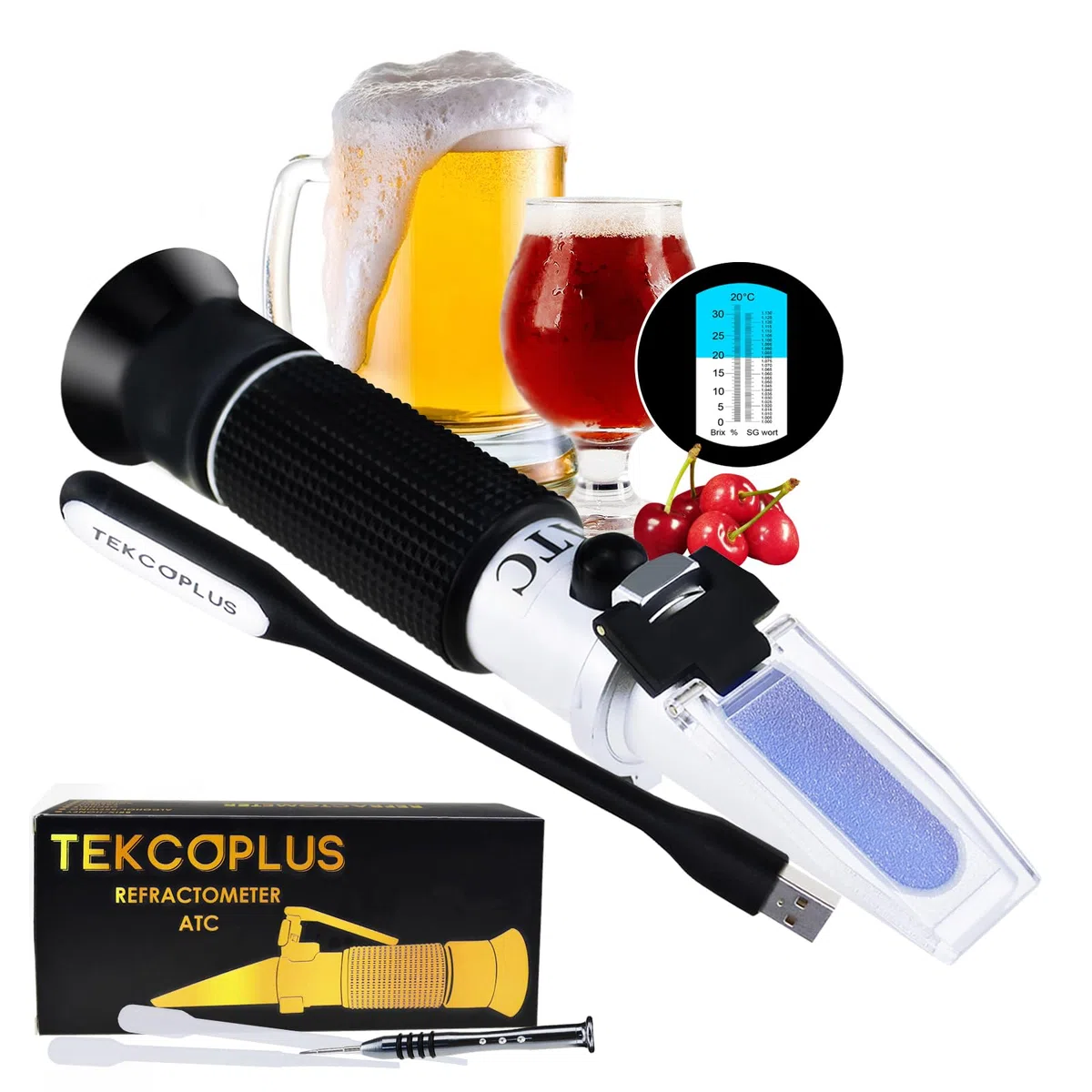 Brix Beer Wort & Wine Rifrattometro ATC Dual Scale 1.000-1.120 & Brix 0-32%