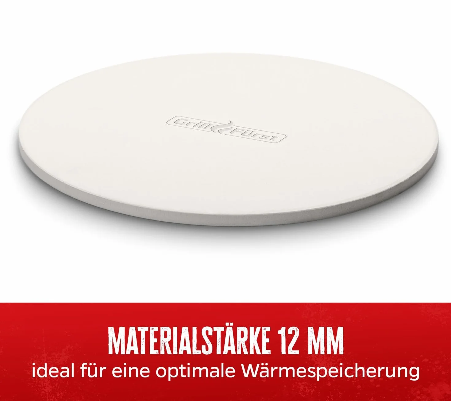 Grillfürst Pietra per Pizza Rotonda in Cordierite - Piastra per Pizza per Grill e Forno, Pietra da Forno a Riscaldamento rapido per pizze croccanti, Ø 33 cm