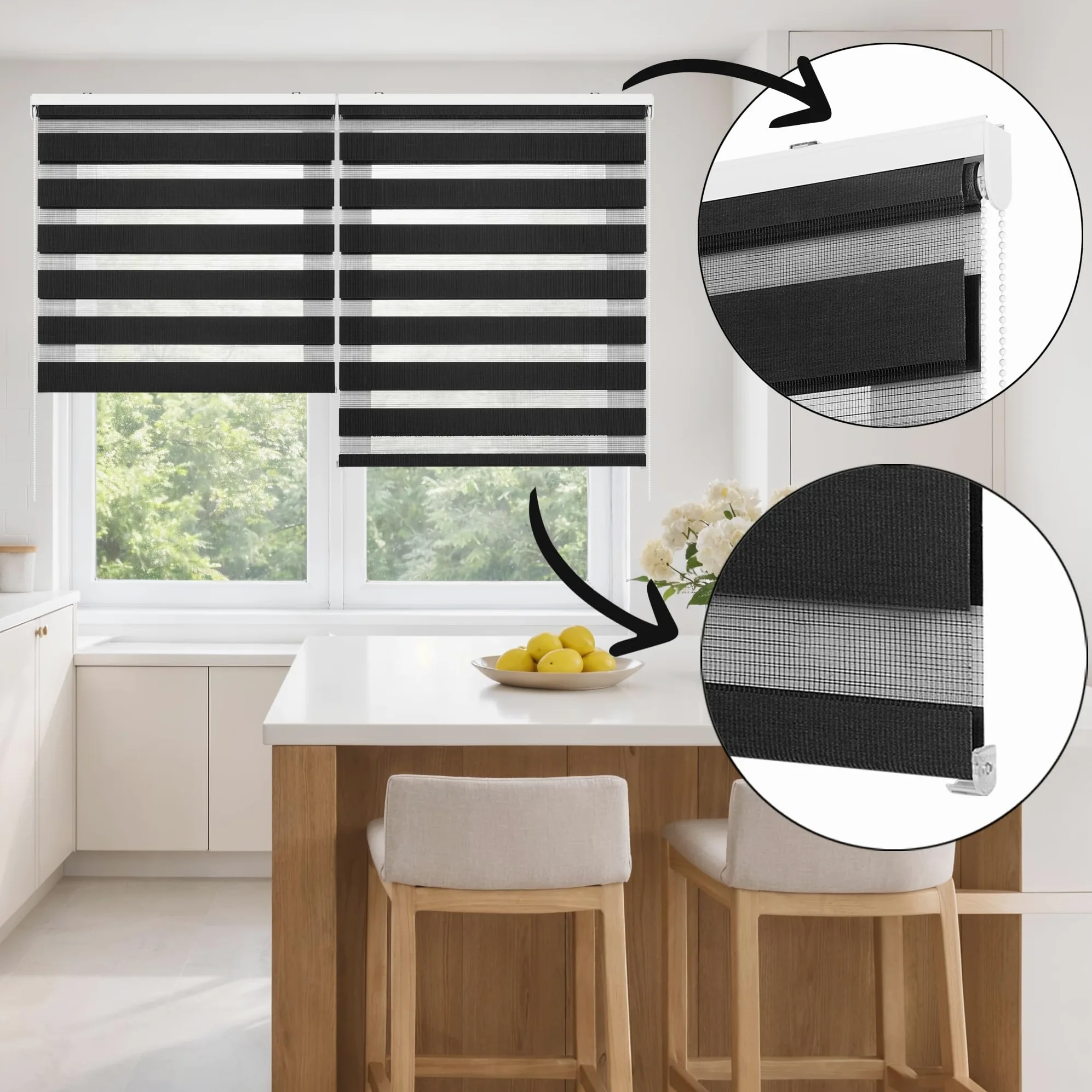Tende a rullo per interni Giorno Notte avvolgibile Doppio strato Tessuto elegante per porta e finestra. Offrono un'adattabilità alla luminosità STORESDECO Lino 120x250 cm (Larghezza x Altezza)