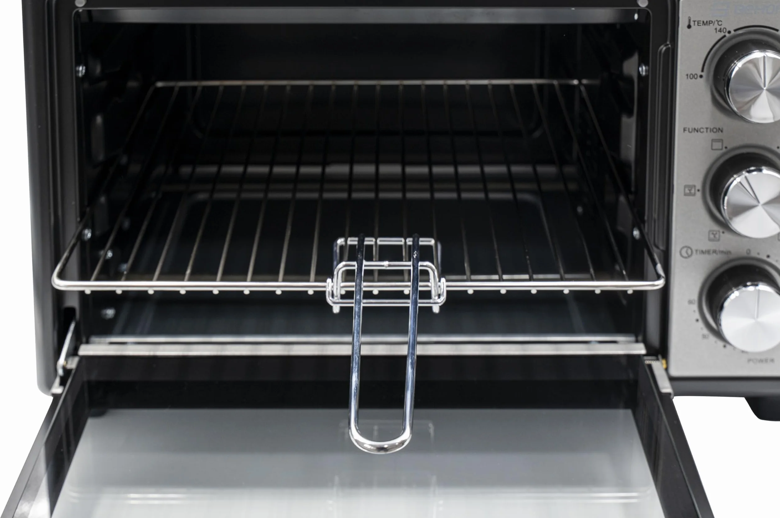 BEHOME Fornetto Elettrico Ventilato 20L da Tavolo, Temperatura fino a 230°, Timer 60 min, Forno Elettrico da tavolo con griglia, teglia e sollevatore griglia inclusi, antiaderente, doppio vetro