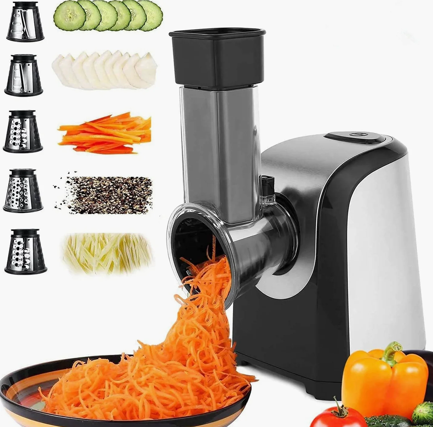 COOCHEER Taglia Verdure Elettrico, Multifunzione Tritatutto da Cucina 5 IN 1 Tritatutto per Verdura, 150W