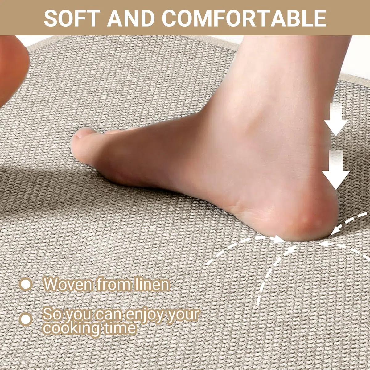 Tappeto da cucina lavabile antiscivolo per cucina, corridoio e lavanderia, assorbente, facile da pulire, tappeto per cucina e corridoio, per esterni, 43,5 x 180 cm (beige)