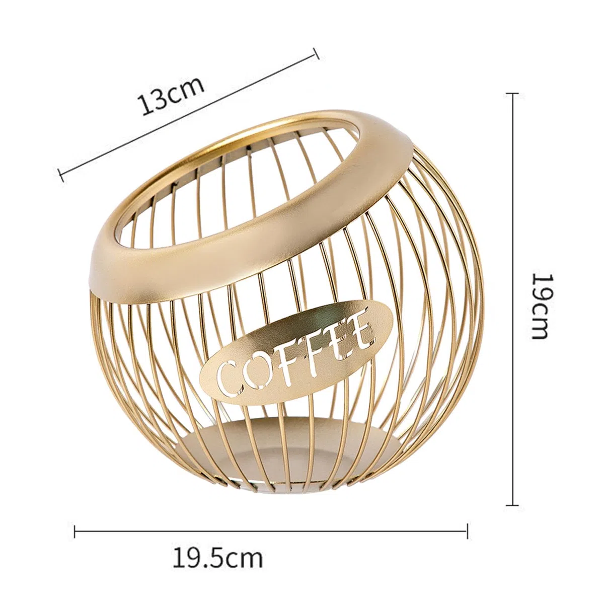 perfk Porta cialde per caffè, Snack, Caramelle, Contenitore, Multiuso, Durevole, Porta Capsule per caffè Espresso, Organizer da Tavolo per Cucina da banco, Oro
