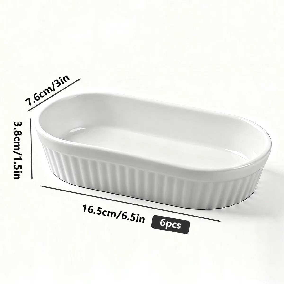 Ciotoline per crème brûlée, 6x forma per sformati in ceramica piccola, 16 * 8 * 3 cm, ciotole per soufflé per dessert, muffin, paste, mini forma per sformati per forno, microonde