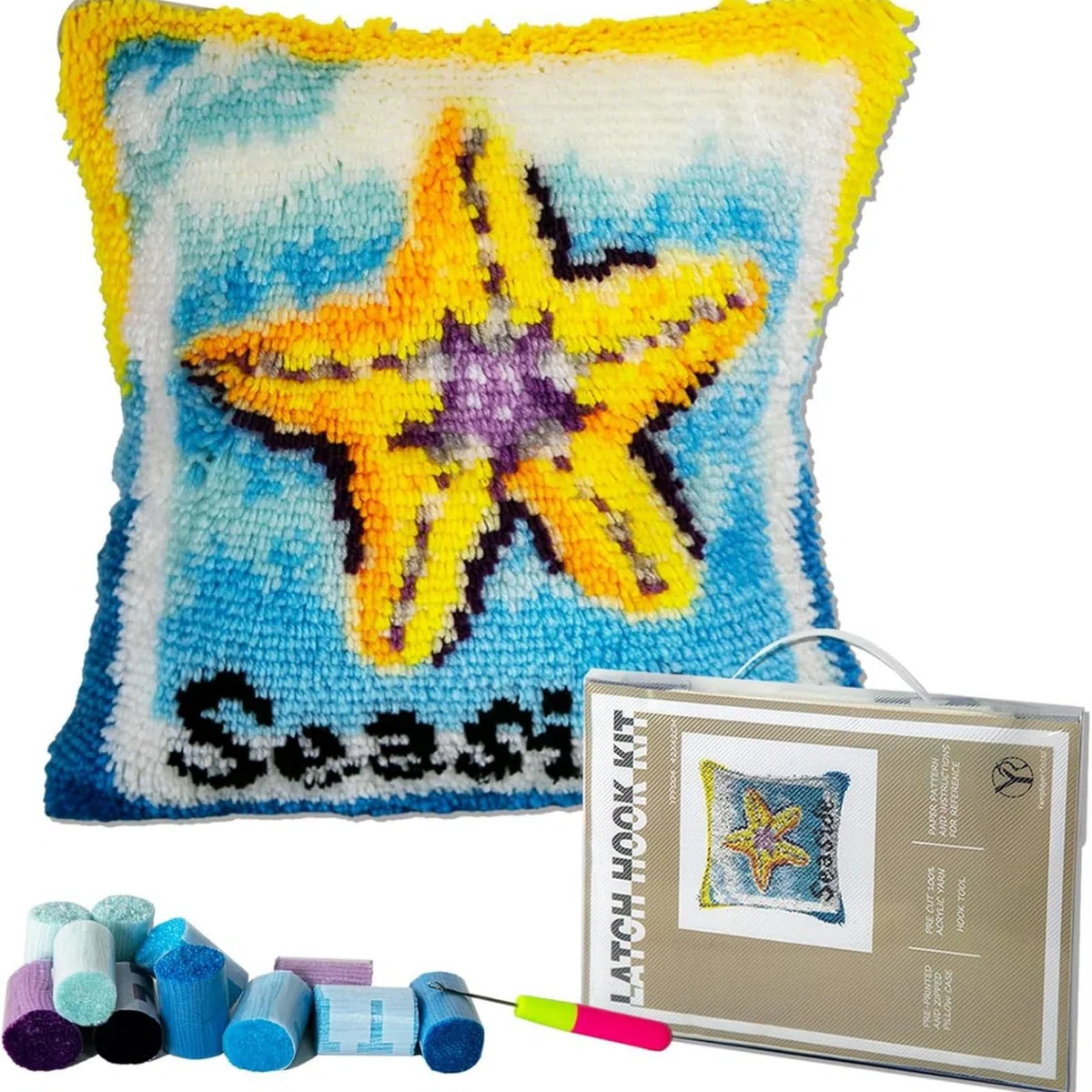 ZUHK Kit fai da te con gancio a scatto, 3D, con gancio per ricamo, punto croce, per divano, con gancio a scatto, adatto per bambini e adulti, 43 x 43 cm (fiore V)