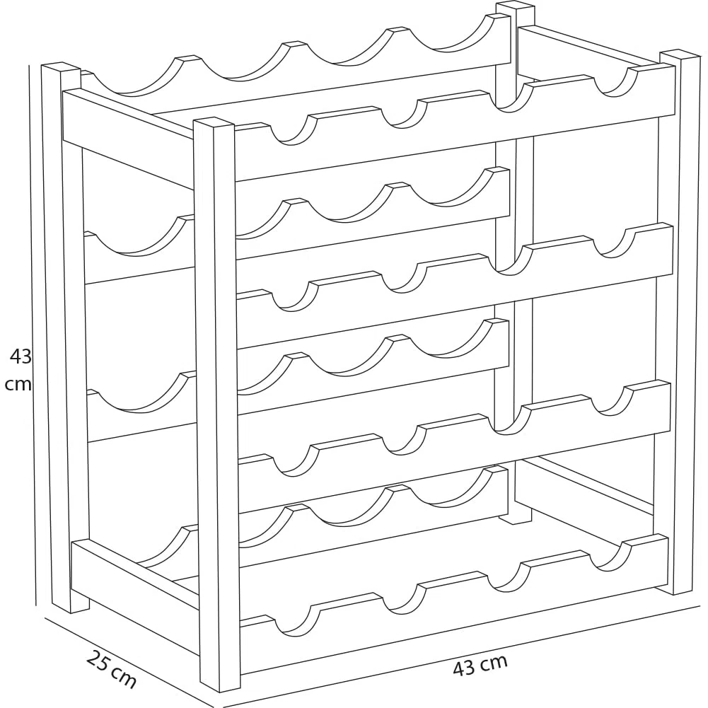 BAKAJI Cantinetta Portavino in Legno Bambù con 16 Scomparti per Vino Champagne, Portabottiglie da Terra, Cantina per Angolo Bar, Salotto, Cucina, Bistrot, Ristorante, 43.5 x 25 x 43 cm (Bianco)