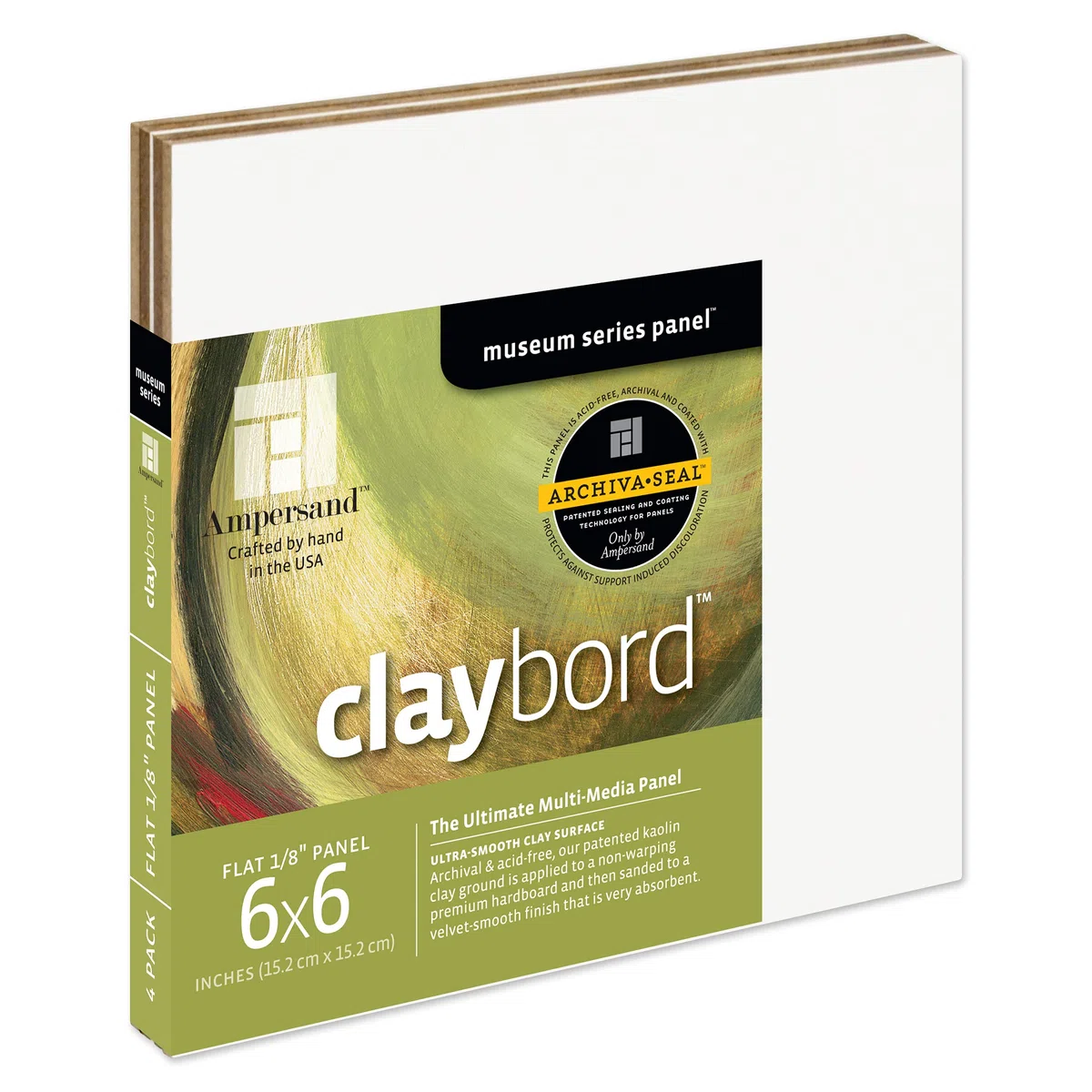 Ampersand Museum Series Claybord, 1/8" 6X6 Pk/4