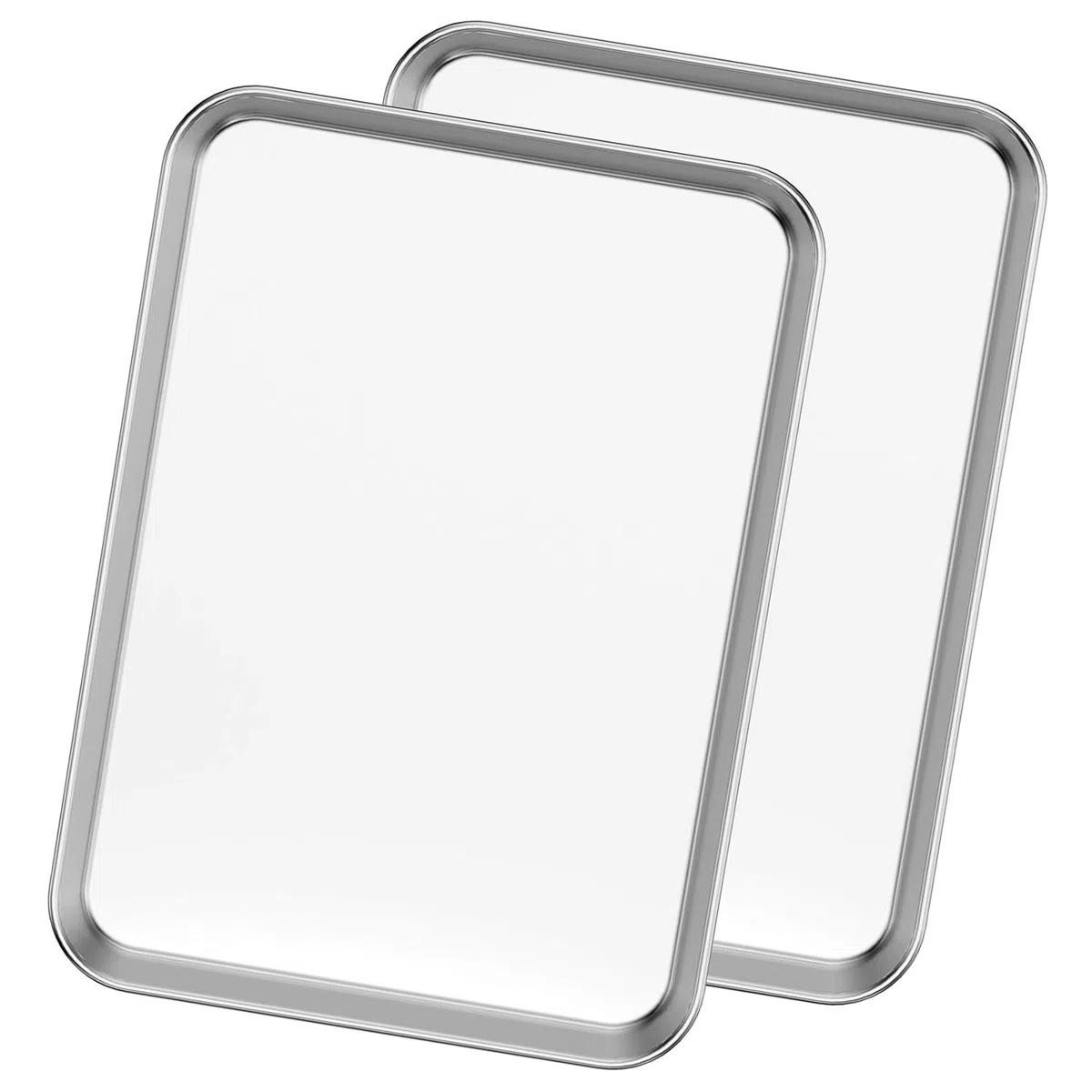 Set di 2 teglie da forno rettangolari in acciaio inox, facili da pulire e lavabili in lavastoviglie, perfette per torte, lasagne, biscotti, pizza, pane (31 x 24 x 3,1 cm)