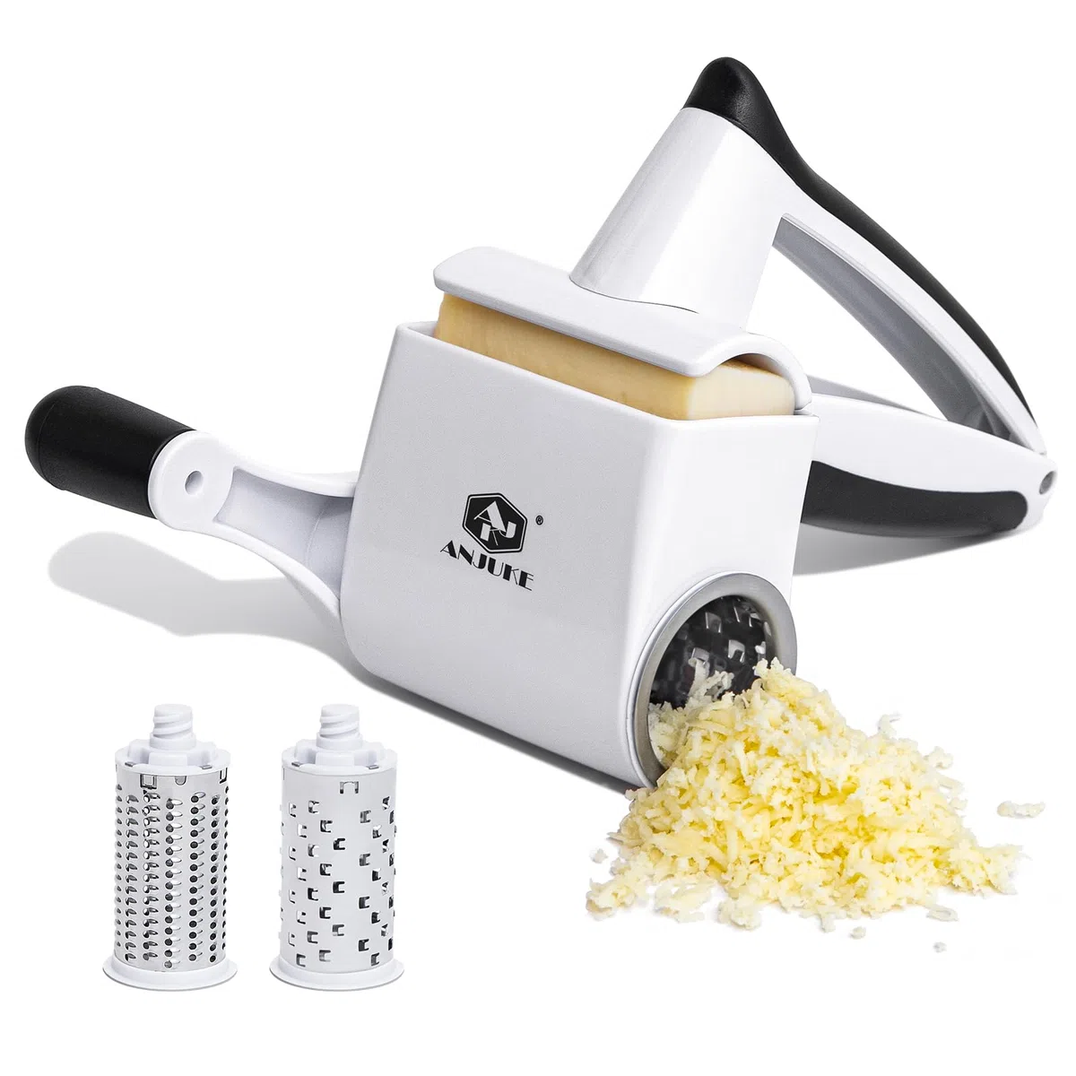 Grattugia per parmigiano, classica grattugia per formaggio con manovella, 2 in 1 rotante per formaggio duro, cioccolato, noci e molto altro ancora. Lavabile in lavastoviglie