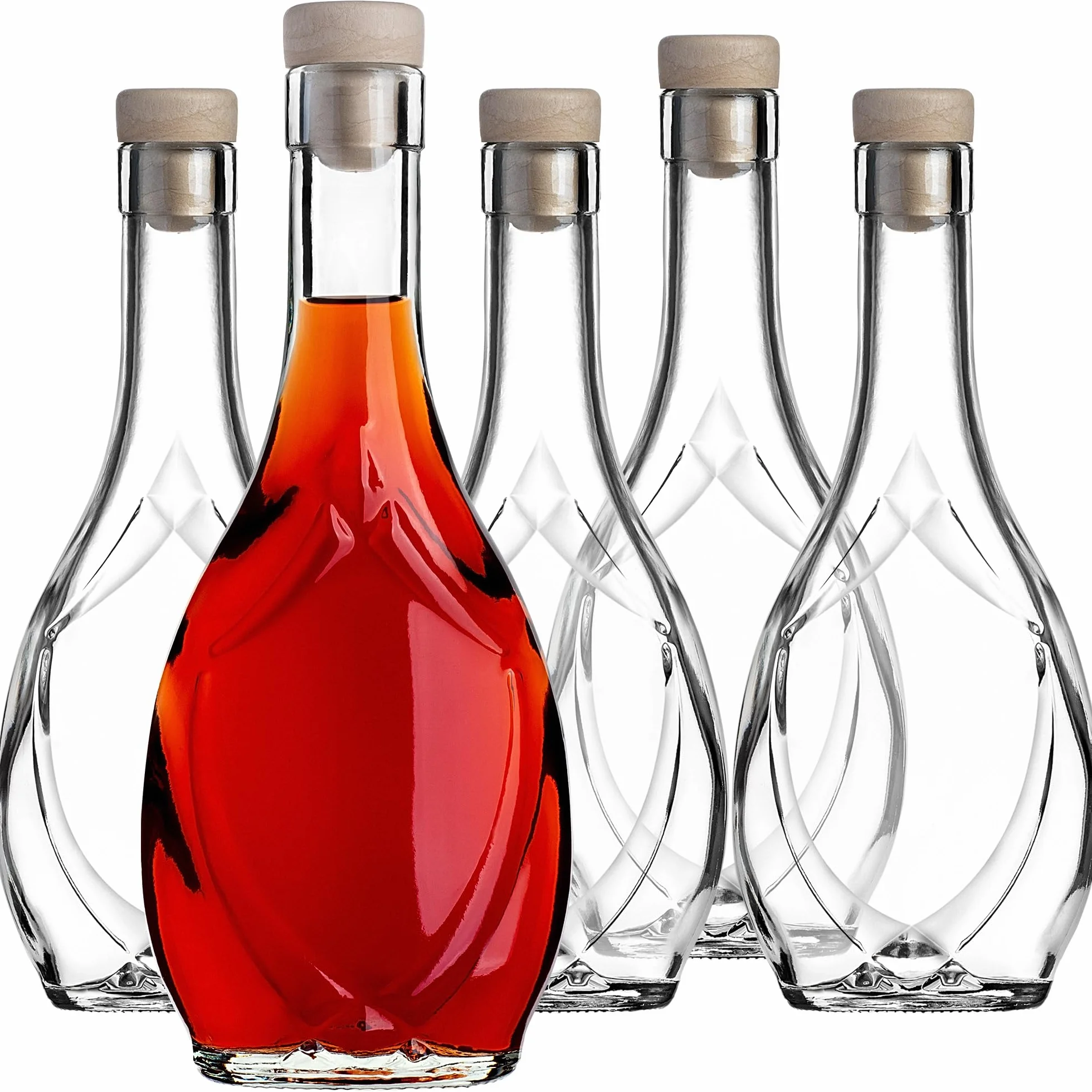KADAX Set di 10 bottiglie in vetro 250ml con tappo in sughero – piccole bottiglie vuote da riempire per liquore, grappa e bomboniere, ideali per fatte in casa