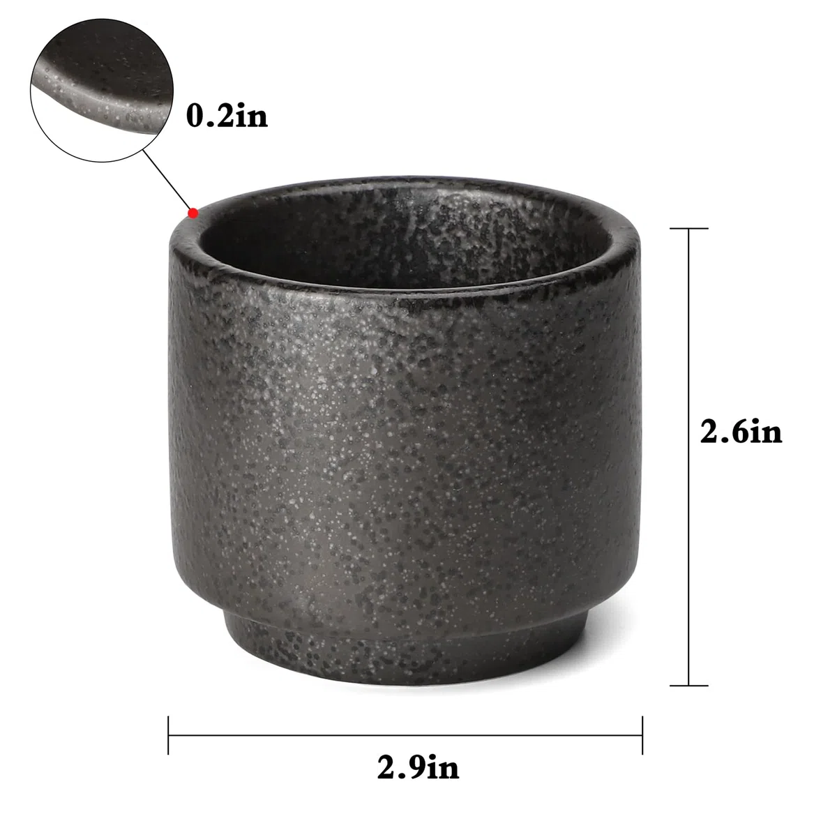 Tazze da tè in ceramica, 4 pezzi, 200 ml, set da tè giapponese (2 nero)