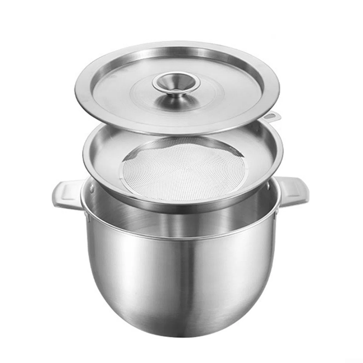 Vaso filtrante per olio con coperchio sicuro e rete integrata per filtrare e conservare oli aromatizzati fatti in casa in cucina (5,2 L)