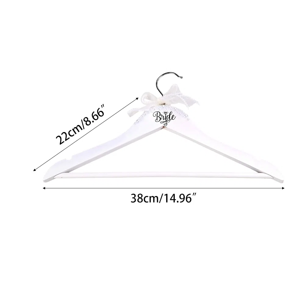 Grucce in Legno per Abiti da Sposa, Appendiabiti Anniversari Matrimonio Antiscivolo, Gruccia per Abiti con Fiocco, per Nozze Maglioni Cappotti Camicie Maglietta Giacca Vestito Giarrettiere