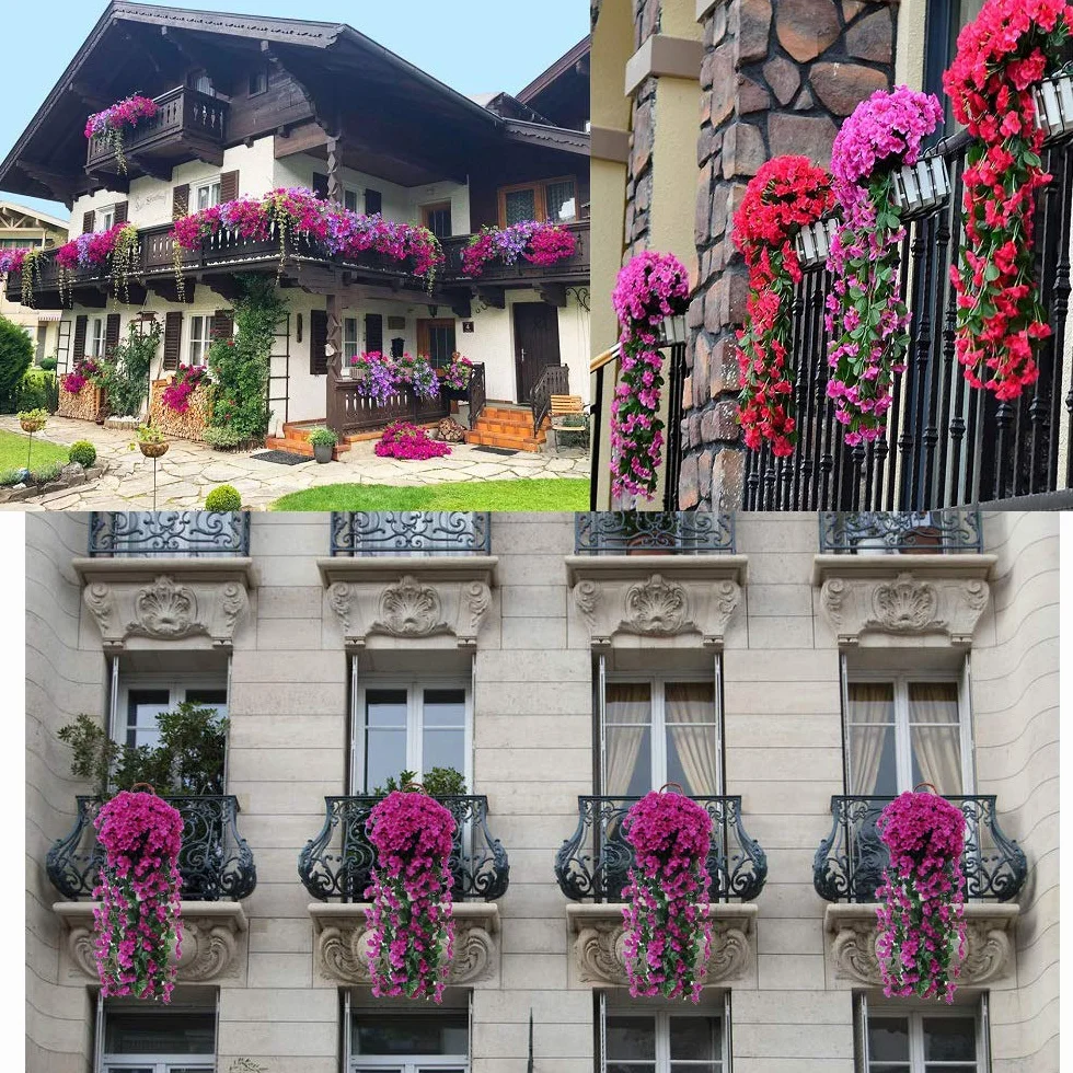 Glicine Artificiale, Fiori di Edera Viola Finti,Fiori di Vite Pendenti Artificiali Realistici,Ghirlanda Di Glicine Finto Vite per Decorazioni Floreali per Matrimoni All'aperto Da Giardino