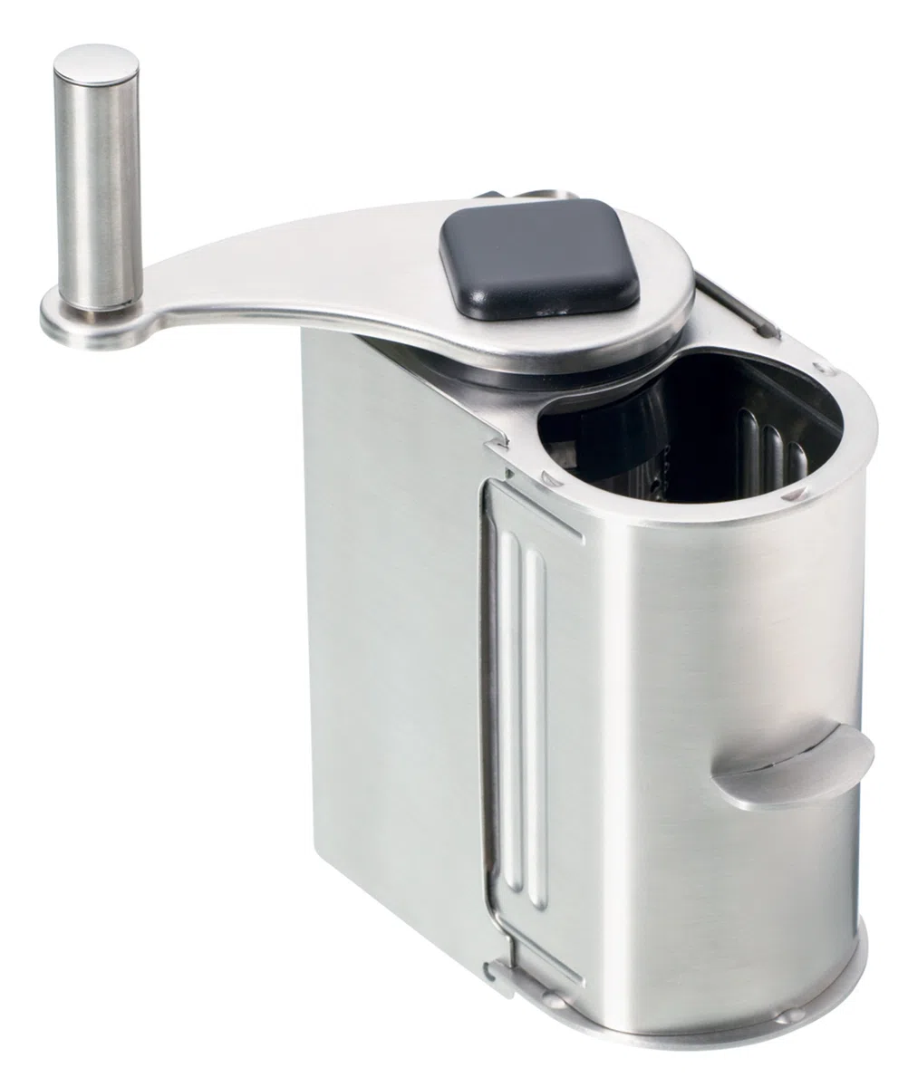 KitchenCraft World of Flavours Grattugia Girevole per Parmigiano in Acciaio Inox, Confezione Regalo, 10,5 x 5 x 15 cm