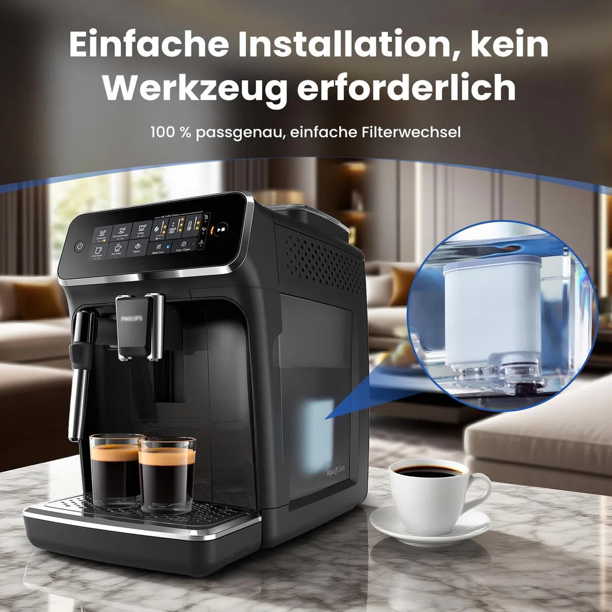 Confezione da 6 filtri per acqua, compatibili con Philips Aqua Clean Filter CA6903/10/22/99, adatti per macchine da caffè Philips e Saeco serie 1200/2200/3200/5400, senza BPA, 150 l, nuovo