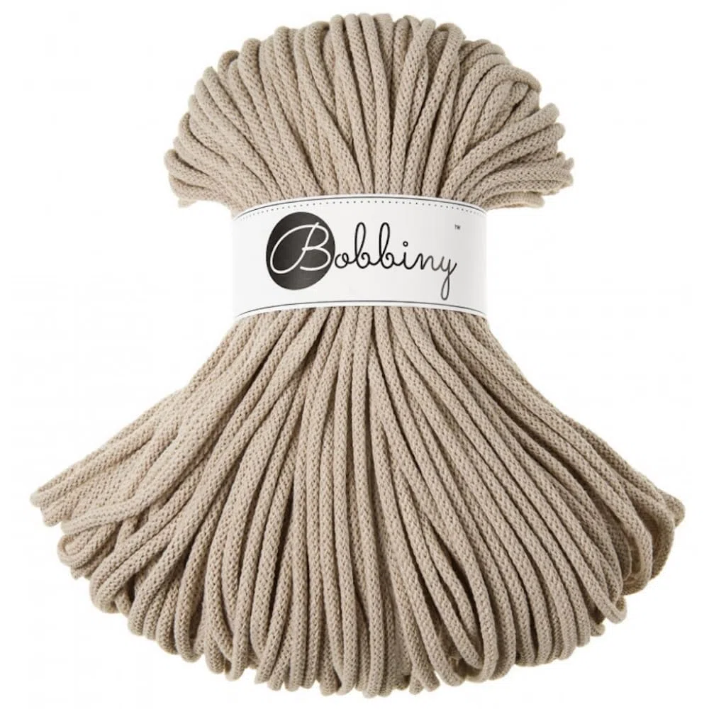 Bobbiny - Corda di macramè, 5 mm di spessore, colore: beige, in 100% cotone, 100 m