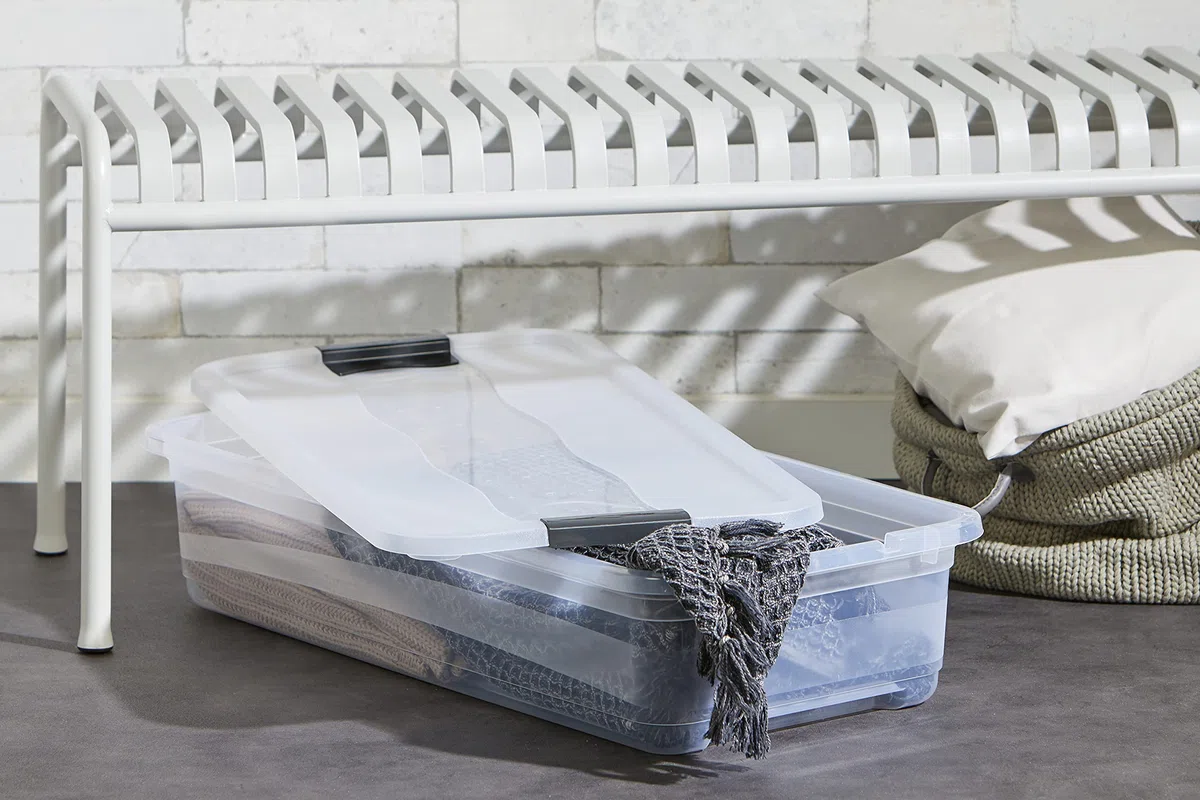 keeeper Contenitore con Coperchio, PP, 79.5 x 39.5 x 17 cm, Capacità: 33 L, Cornelia, Trasparente