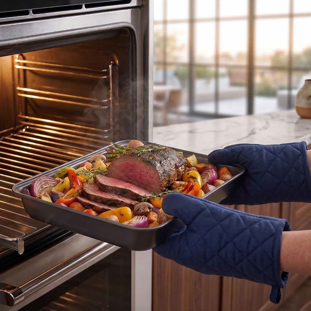 Set di 3 Teglie da Forno Antiaderenti in Acciaio al Carbonio - Cottura Uniforme e Facile Pulizia - Ideali per Lasagne, Arrosti e Verdure - Perfette per Famiglie e Meal Prep