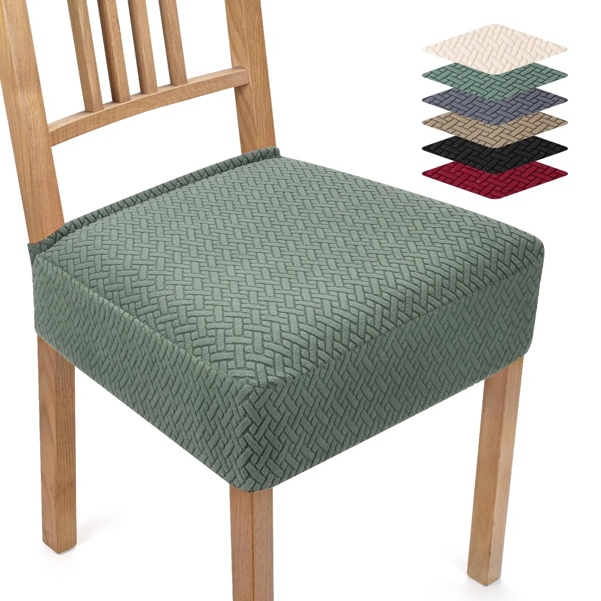 Coprisedie 4 Pezzi Coprisedia Elasticizzato Universale Jacquard Coprisedie per Sedia Fodere per Sedie da Cucina Lavabili Removibili Coprisedia Seduta per Hotel Ristorante (Verde Chiaro, 4 Pezzi)-TB