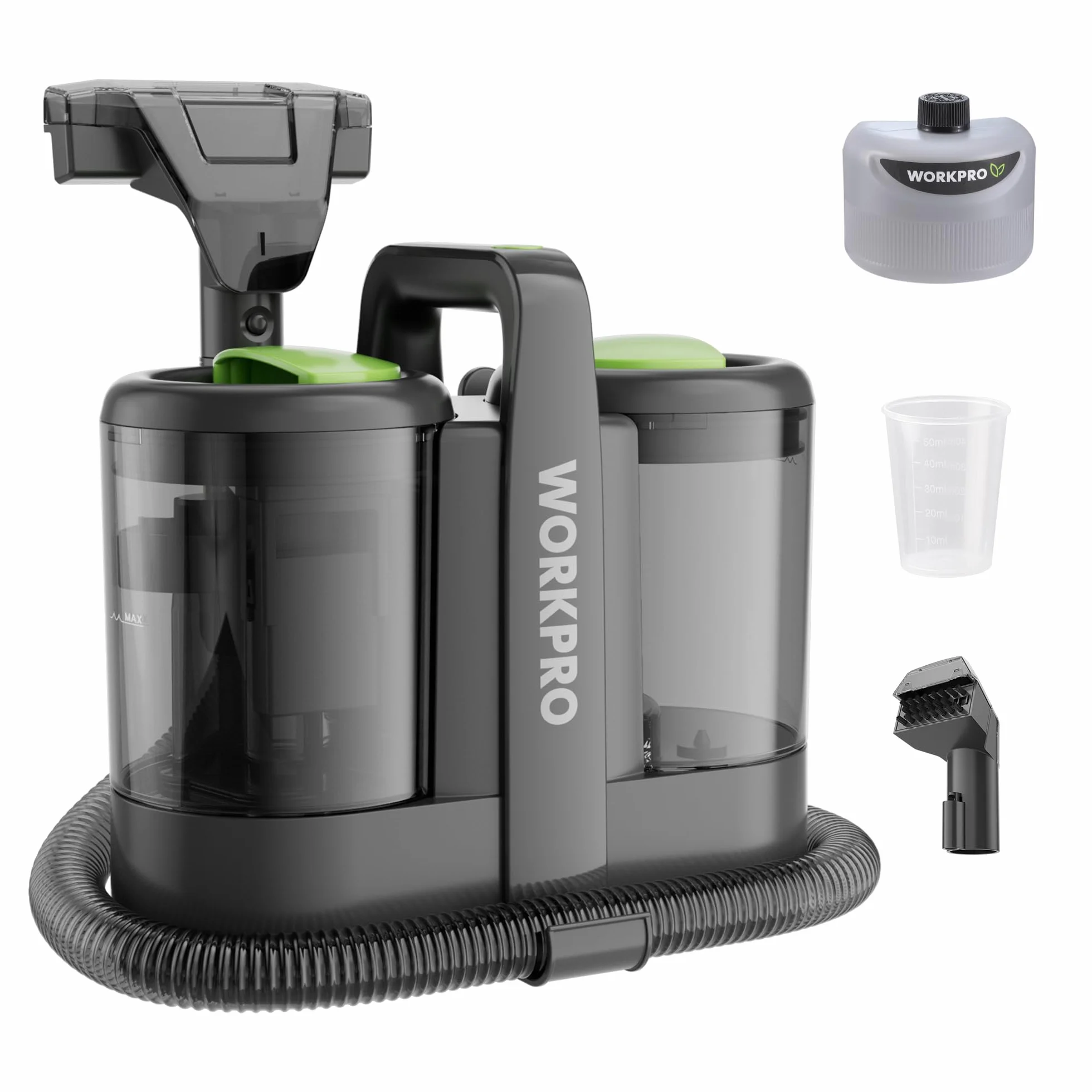 WORKPRO Lavatappeti Portatile 450W, Lava Tappezzeria, Pulitore Tappezzeria, Ideale per Pulisci Scale, Divano, Sedili Auto, Moquette e Tappeti, lava Divani