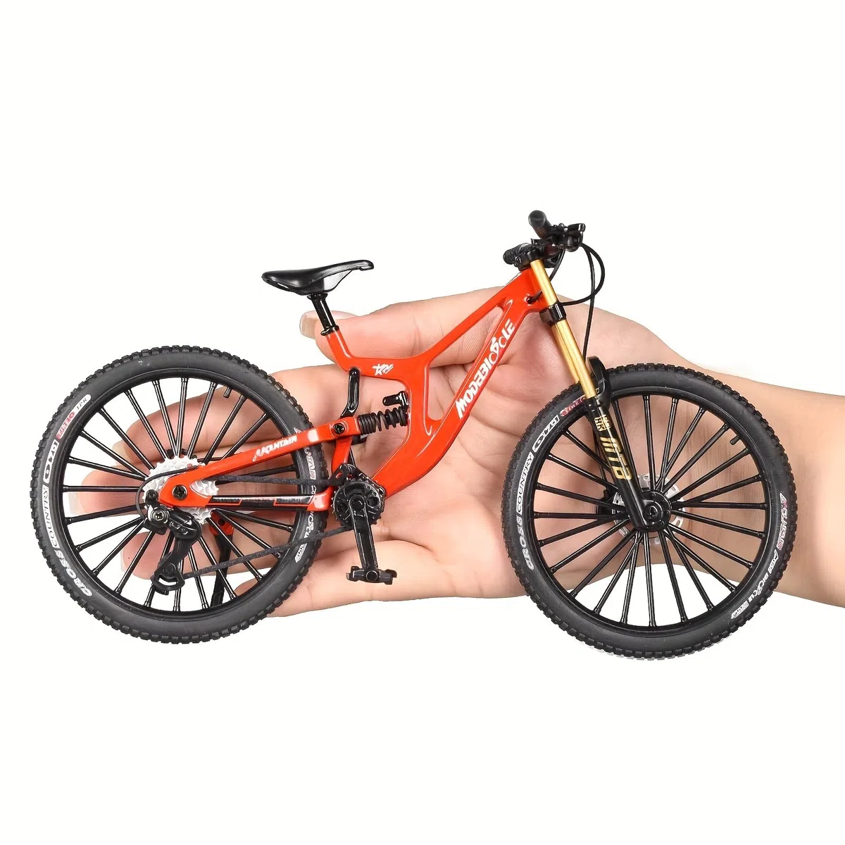 Generisch Modello di mountain bike 1:10, dito, dettagliato, decorativo, da collezione, unisex, arancione, scala 1:10, 20 cm