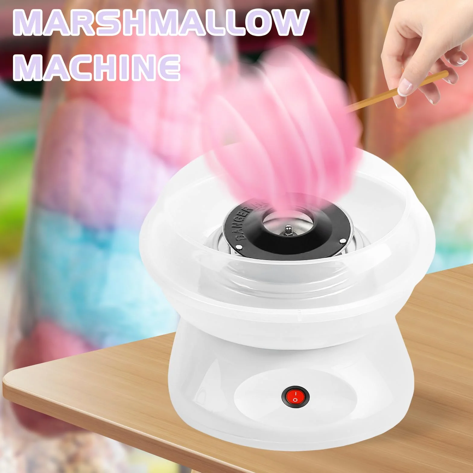 Macchina per zucchero filato, Retro Cotton Candy Machine 450 W, Macchina per zucchero filato, Macchina per zucchero filato per la casa con misurino, bastoncini per caramelle, dieci bastoncini (bianco)