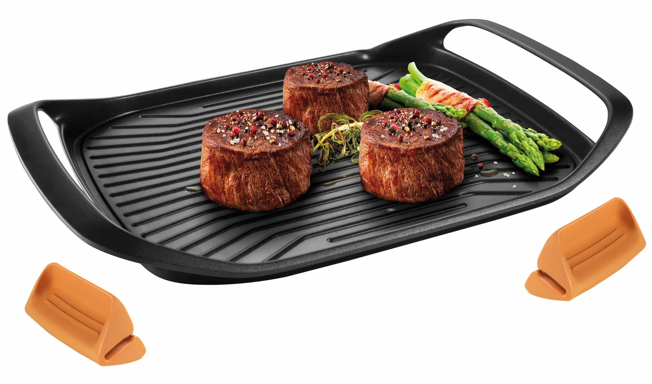 Tescoma 605068 Bistecchiera SmartClick, Antiaderente, 42 x 28 cm, Compatibile con Induzione, Nero