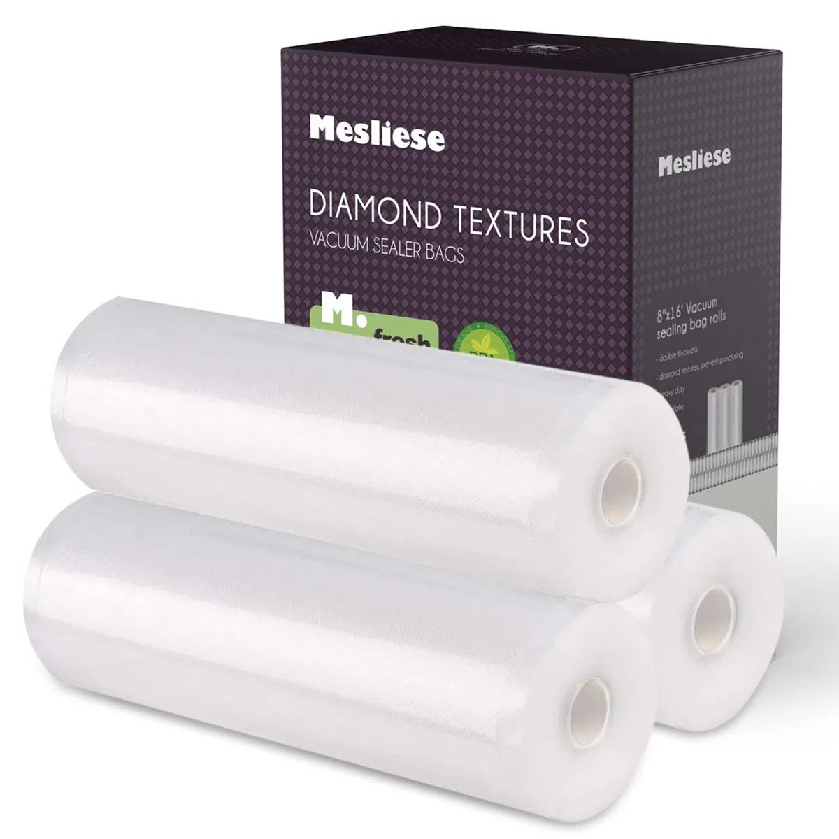 Mesliese Sacchetti sottovuoto per confezionamento personalizzato, senza BPA (3 Confezioni da 8"x16')