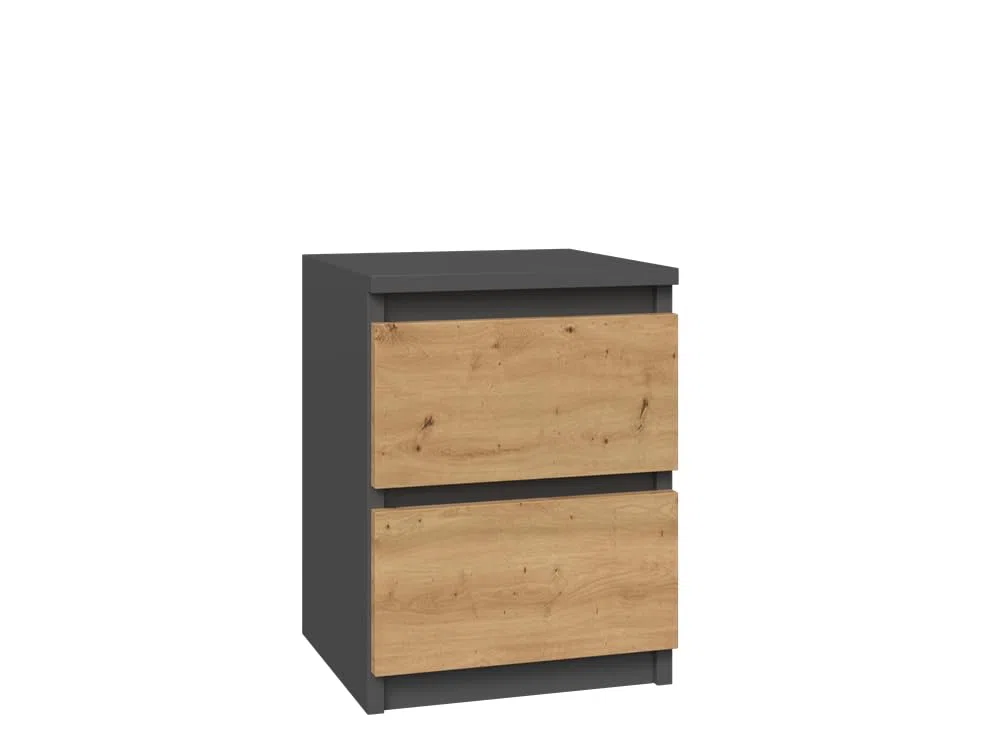 3E 3xE living.com Comodino, consolle da notte con 2 cassetti in antracite e rovere artisano con piano (larghezza x altezza): 30 x 40 x 30 cm