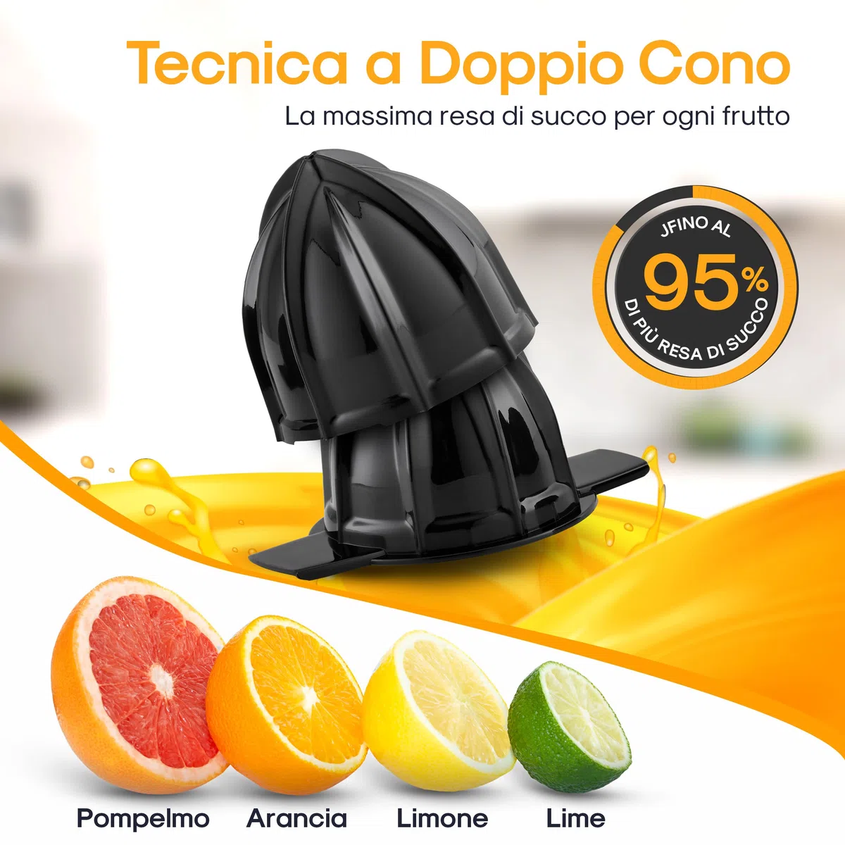 LEBENLANG Spremiagrumi Elettrico - 800 ml & con Setaccio Regolabile I Spremi Agrumi Elettronico Spremiagrumi Elettrico Professionale Juicer Spremuta Arancia Elettrico Spremi Arance Elettrico