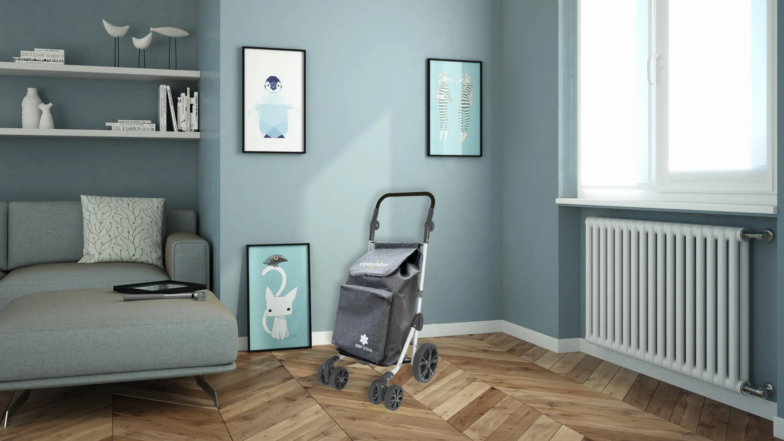 COLOMBO Troll Carrello Spesa in Alluminio Leggero e Resistente 60L con Borsa Termica 4L, 6 Ruote Push&Pull, Manubrio Regolabile Antiscivolo, Porta Monete – Carrello Spesa Pieghevole, Salvaspazio