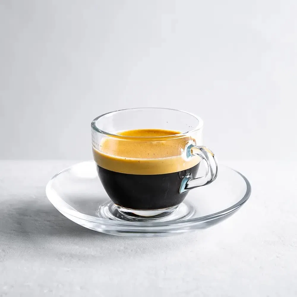Pasabahce - 12 pezzi set con 6 tazzine per espresso e 6 piattini Basic (max. 80 ml)