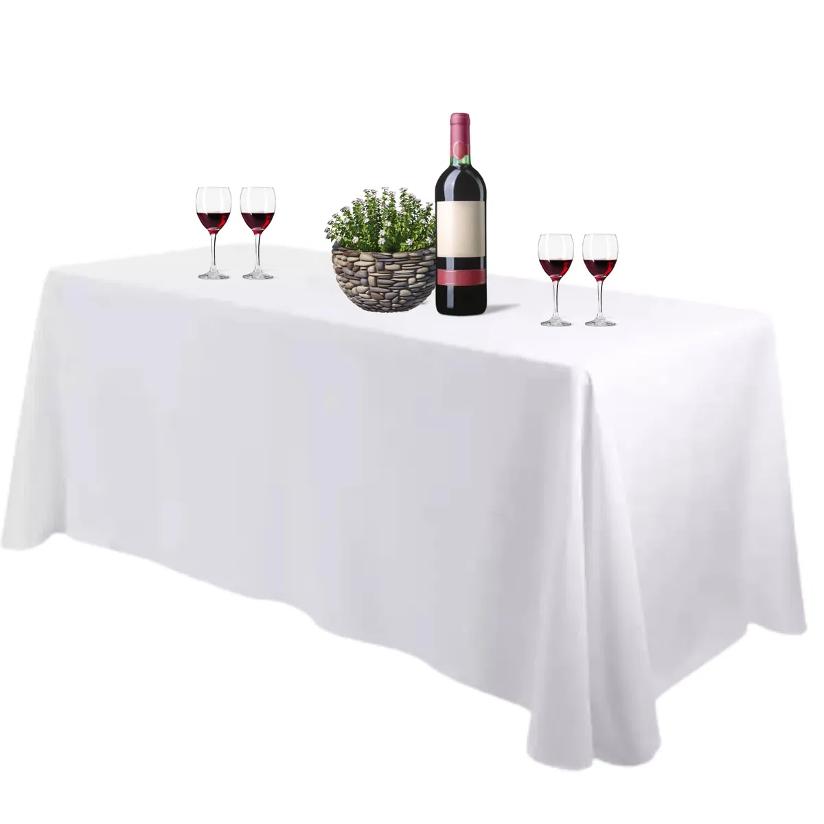 Bea's Party Tovaglia rettangolare grande bianca per tavolo tessuto poliestere,grande, 229 cm x 335 cm bianco nero copritavolo tavolo rettangolare lavabile per eventi matrimonio compleanno (BIANCO)