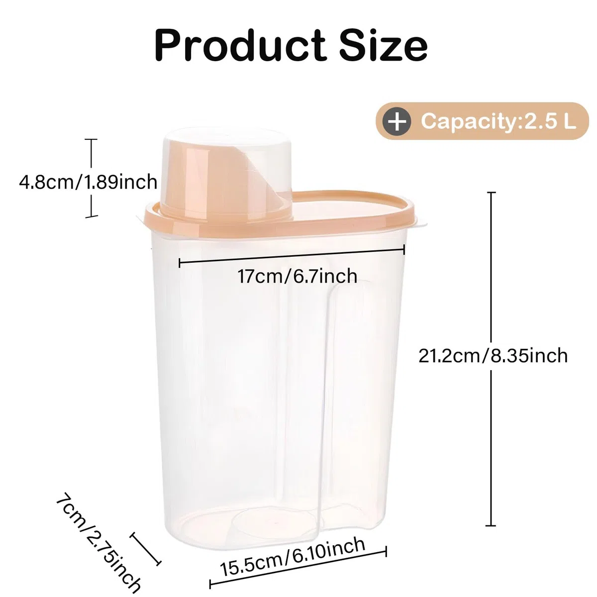 4 Pezzis Contenitore Ermetico Cereali Alimentare, porta cereali da colazione dispenser, Serbatoio Alimenti Secchi, Trasparente Airtight Secco Contenitore Alimenti, Caffè, Farina con Misurino (large)