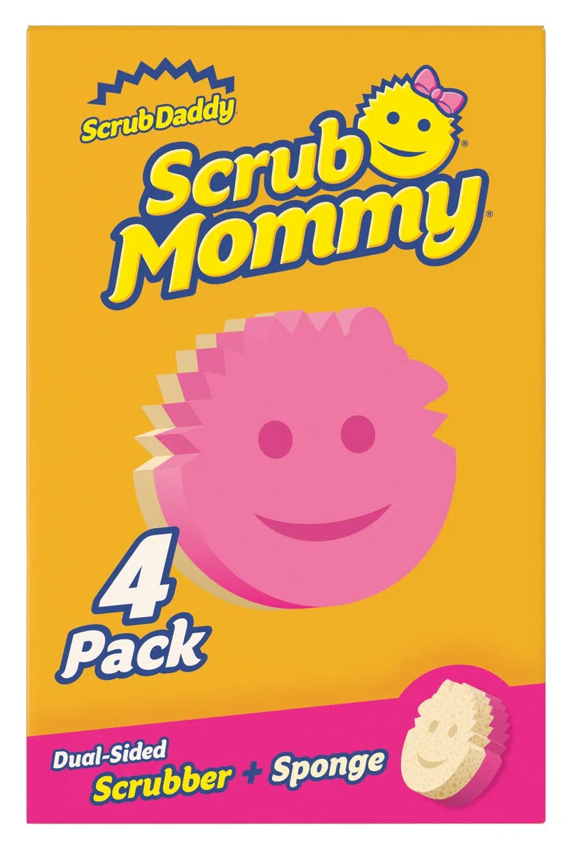 Scrub Daddy Scrub Mommy, Spugna Abrasiva Cucina su Due Lati, Alternativa Prodotti Cucina ai Panni Non Graffiati, Spugna Faccina Sorridente per Lavello, Bagno e Doccia, FlexTexture, Assortita, 4 pz