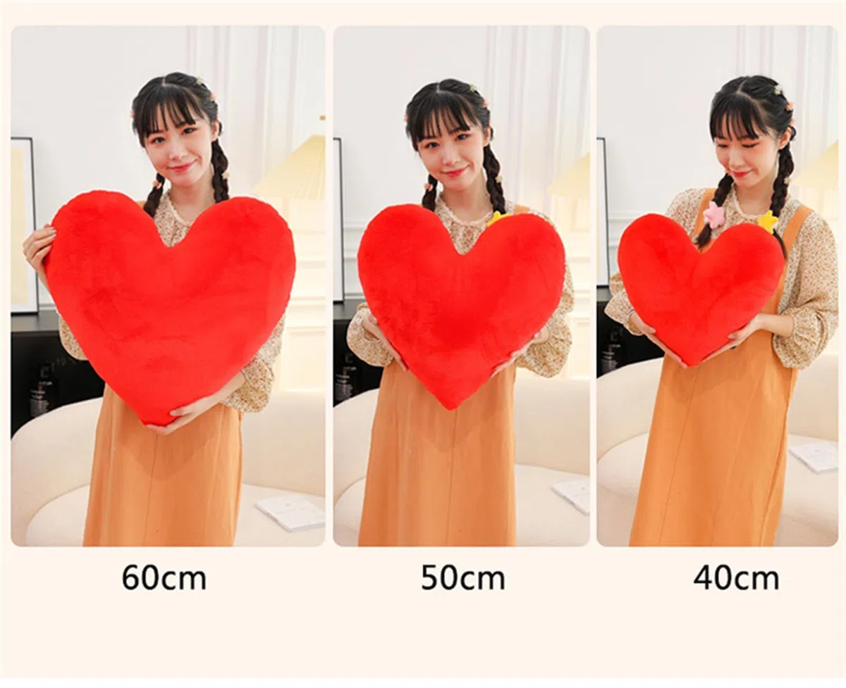 Cuscino a cuore, per cameretta dei bambini, a forma di cuore, per ragazze e ragazzi, decorazione per la camera da letto (cuore rosso, 40 cm)