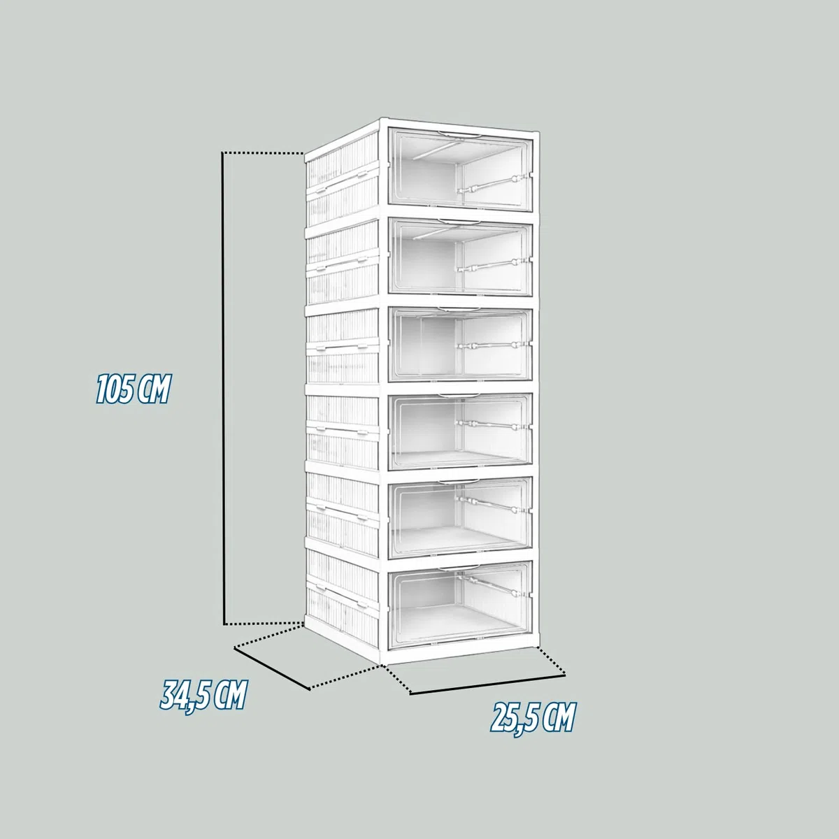 Porta Scarpe Verticale Impilabili Pieghevole Scatole Trasparenti 6 Box Salvaspazio Apertura Frontale Organizzatore PortaScarpe in Plastica Contenitori Traspiranti Scarpiera Sneakers