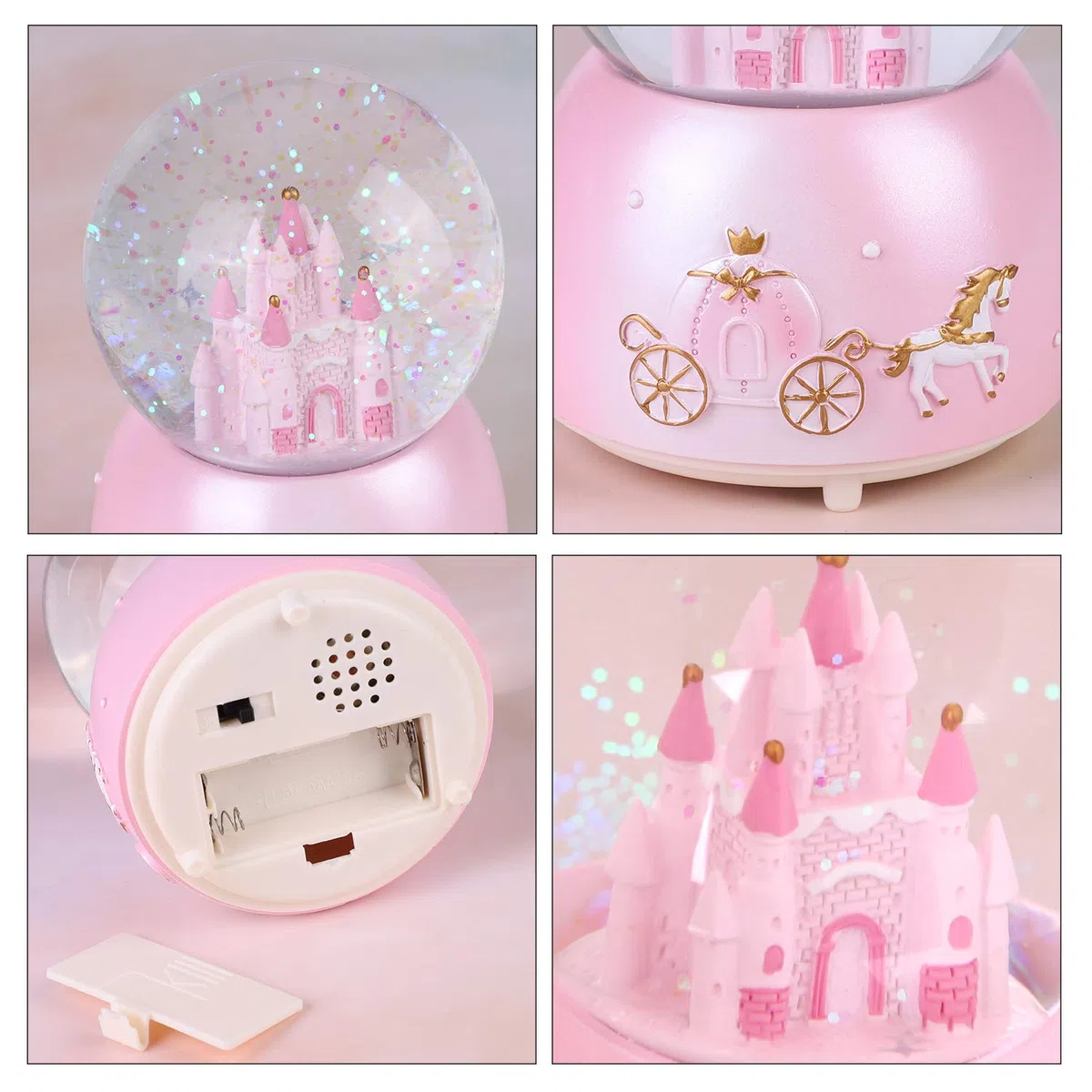 Palla di neve musicale con sfera di cristallo rotante, carillon automatico con nevicata e luci colorate, palla di neve, ornamento da scrivania, regalo di Natale, Capodanno, compleanno, per bambini