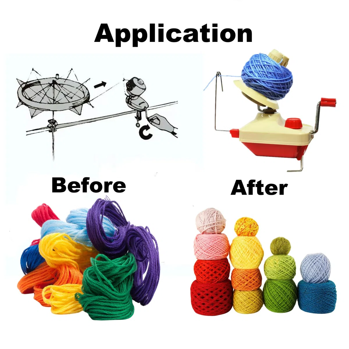Avvolgitori per palline, filati per maglieria, uncinetto, filato rapido, fibra di lana, spago, lana, avvolgitore, kit di attrezzi fai da te, 1 filato, avvolgitore per palle + 1 pz, forbici (2)