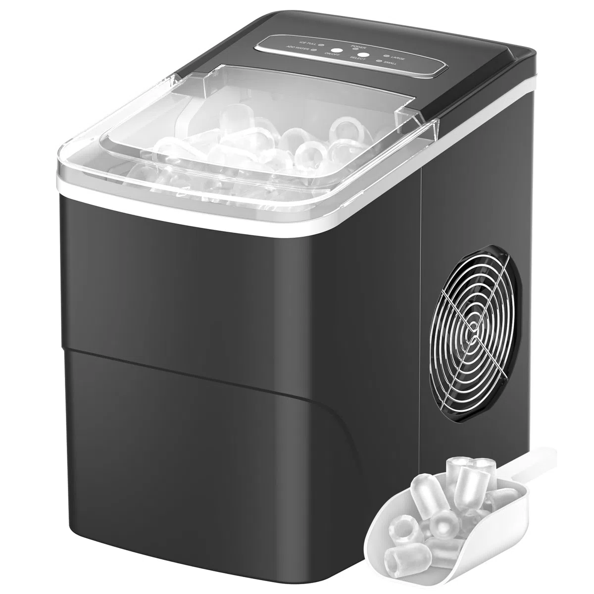 Macchina Ghiaccio 12KG/24h, 2.2L Macchina del Ghiaccio Casa Professionale, S/L Dimensioni, Pronto in 6-9 Minuti, Silenzioso, Ice Maker per Casa/Bar, Nero