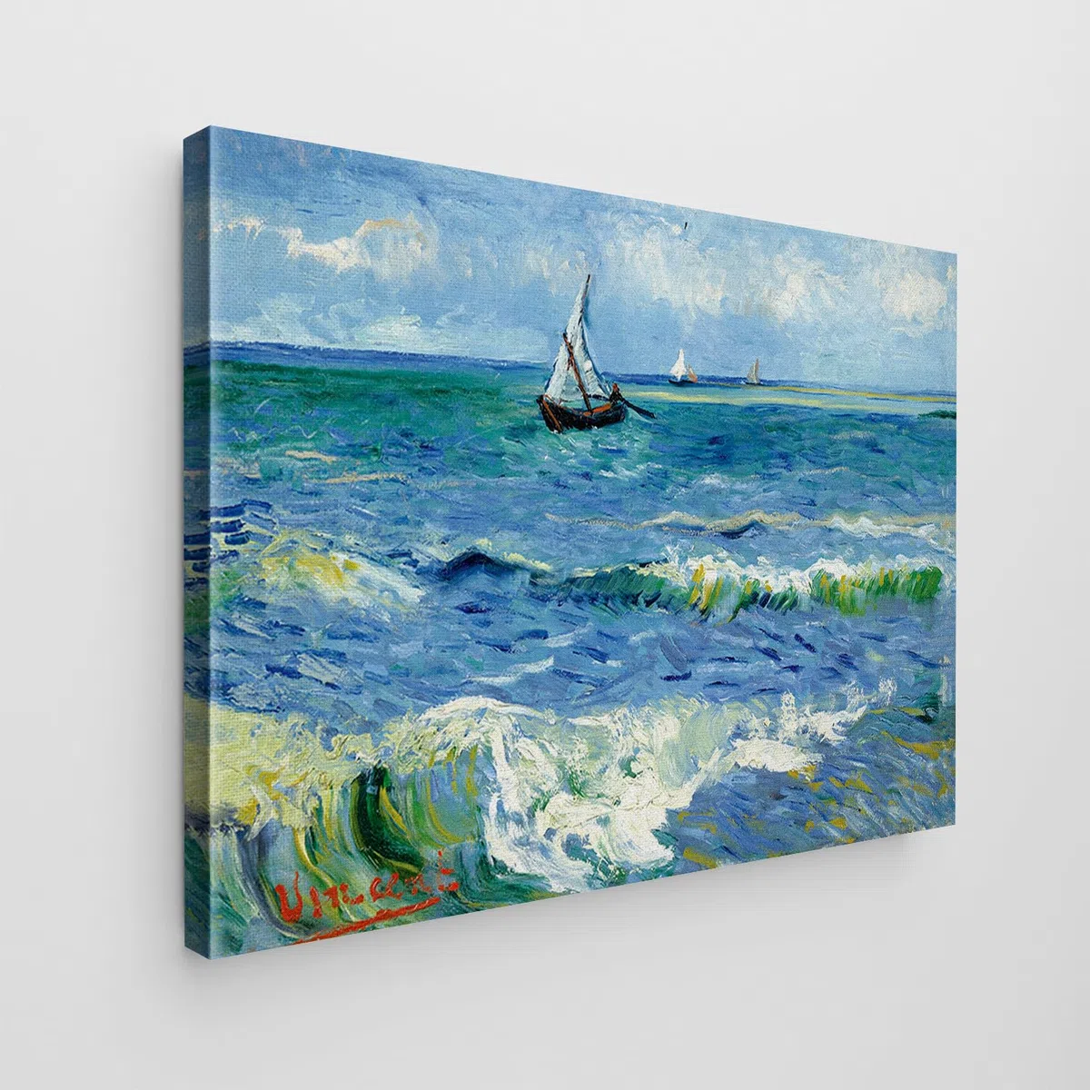Giallobus - Quadro - Vincent Van Gogh - Tela standard - 70x100-04 - Il mare a Les Saintes Maries - Pronto da appendere - Quadri moderni per la casa