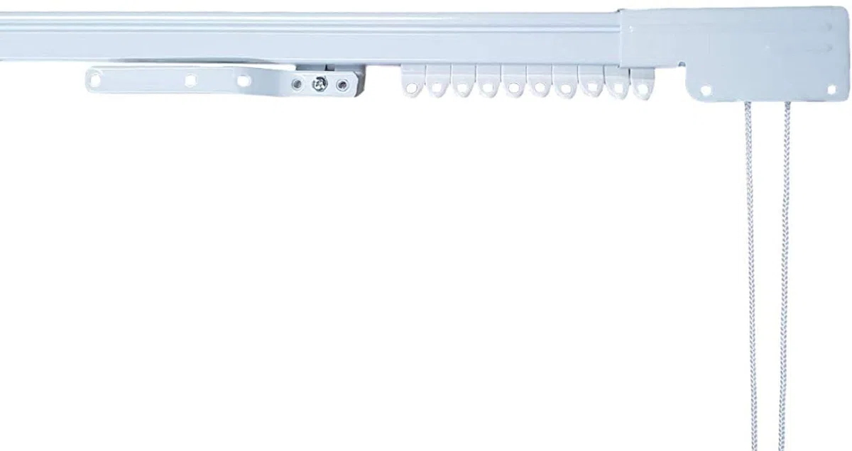 Scorri Tenda a Corda Bastone per Tenda a Parete o Soffitto estensibile Binario Professionale (120 cm x 220 cm)