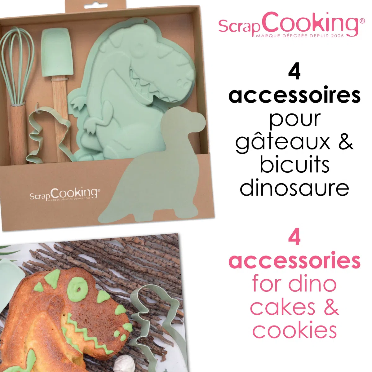 ScrapCooking 1134 - Set di utensili da pasticceria Dinosauro per Bambino