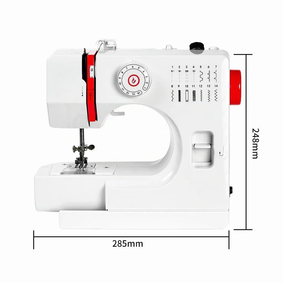 728 Macchina da Cucire Elettrica Portatile con 14 Punti di Cucitura, Mini Macchina da Cucire per Principianti e Bambini, per Tessuti, Adatta per Vestiti, Tende in Tessuto