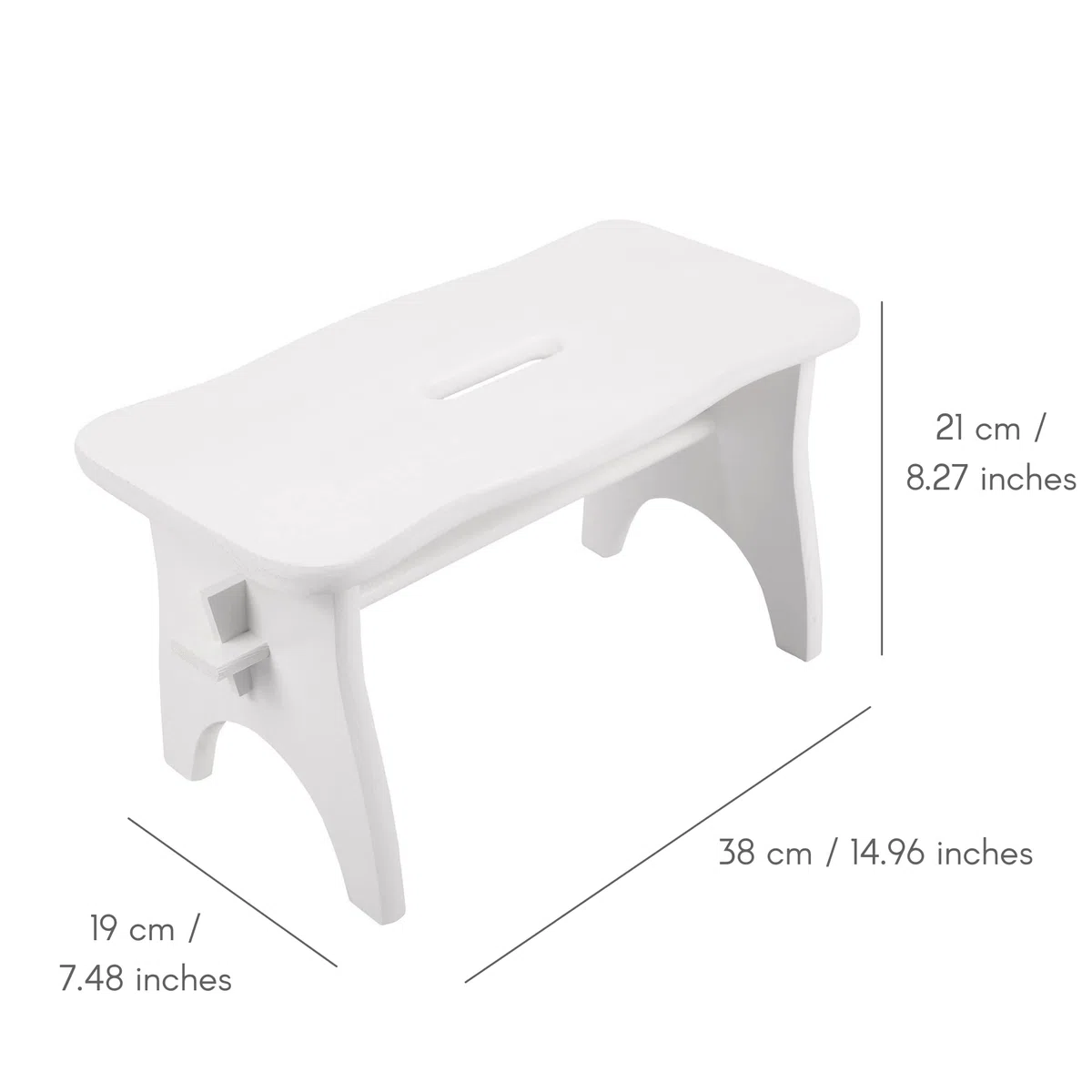 Creative Deco Piccolo Sgabello in Legno, Gradino Cucina Bambini | 38 x 19 x 21 cm | Sgabello Basso Colore Bianco | Sgabelli Cucina, Scaletta Wc per Bambini, Poggiapiedi Comodo | Deco Supporto Piante