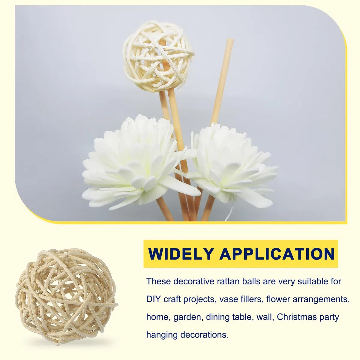 QUARKZMAN 6 Pezzi Palline in Vimini Rattan 2 Pollici Palline Decorative in Rattan Riempitivi per Vasi per Matrimoni Centrotavola Ciotole Decorazione per la Casa, Legno