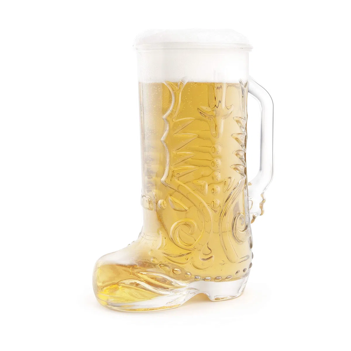 Final Touch Wild West Boot Glass – Bicchiere da cowboy a forma di stivale da cowboy, in vetro spesso con manico, perfetto per birra, bevande miste e altro ancora (GG5026)