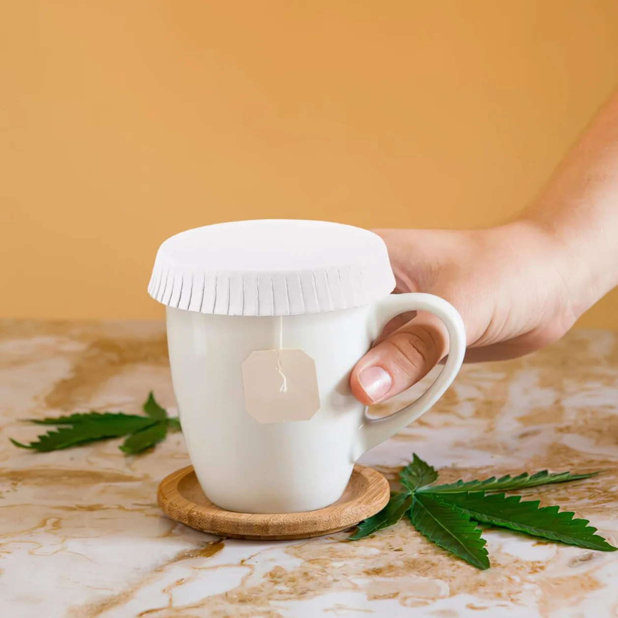 Vaguelly Coperchi usa e getta in carta, 7,6 cm, 100 pezzi, protezione antipolvere, coperchi per bevande, per hotel, caffè, ristorante, case di tè, eventi